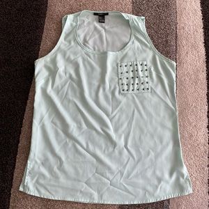 Forever 21 Mint Green Studded Pocket Blouse